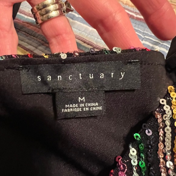 Sanctuary Sequin Mini Dress Multicolor Striped Sleeveless Party Festival M - Picture 2 of 5